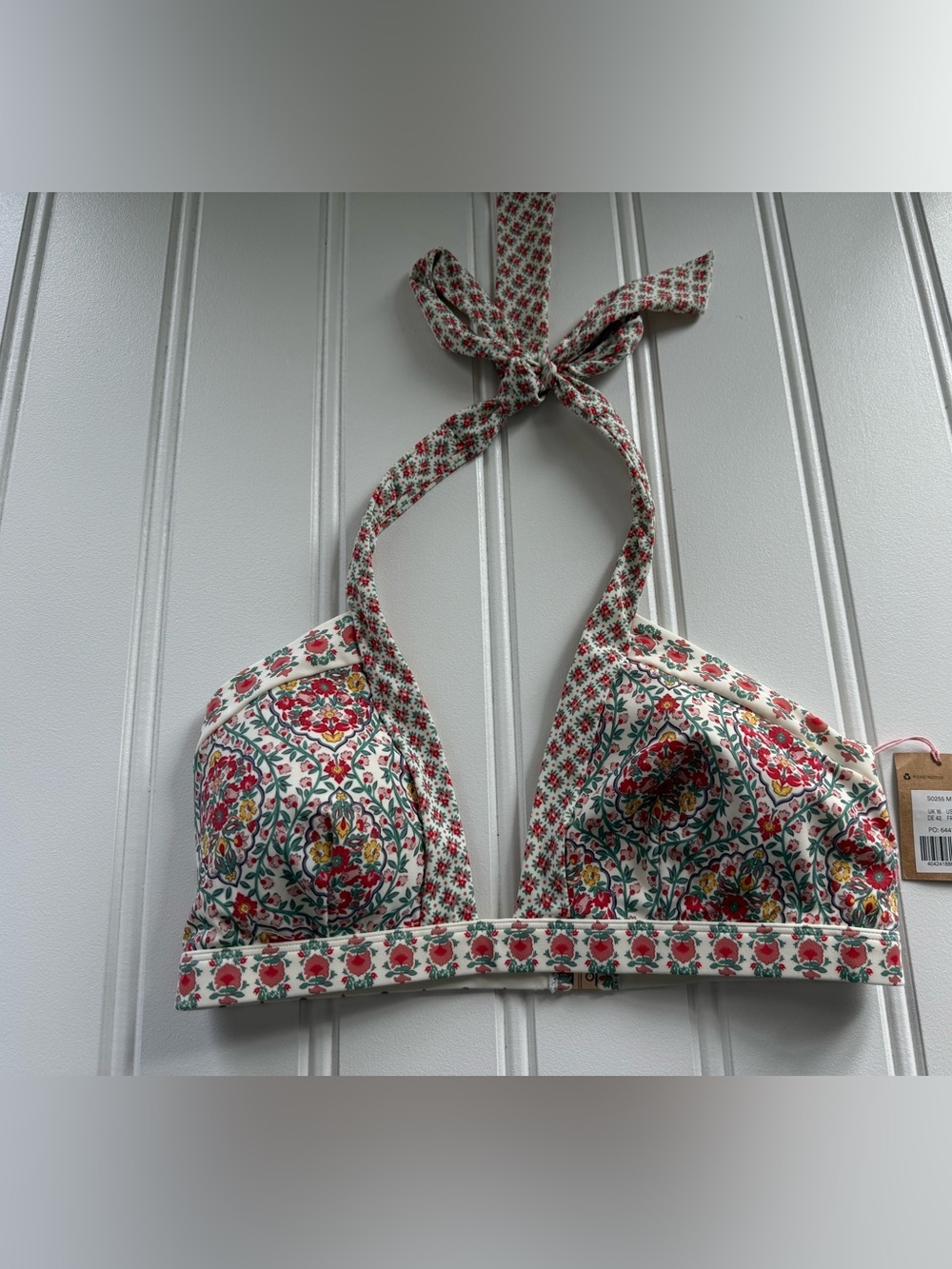 Boden Womens Ithaca Colorblock Halter Bikini Swim Top US 12 Floral NEW 3204